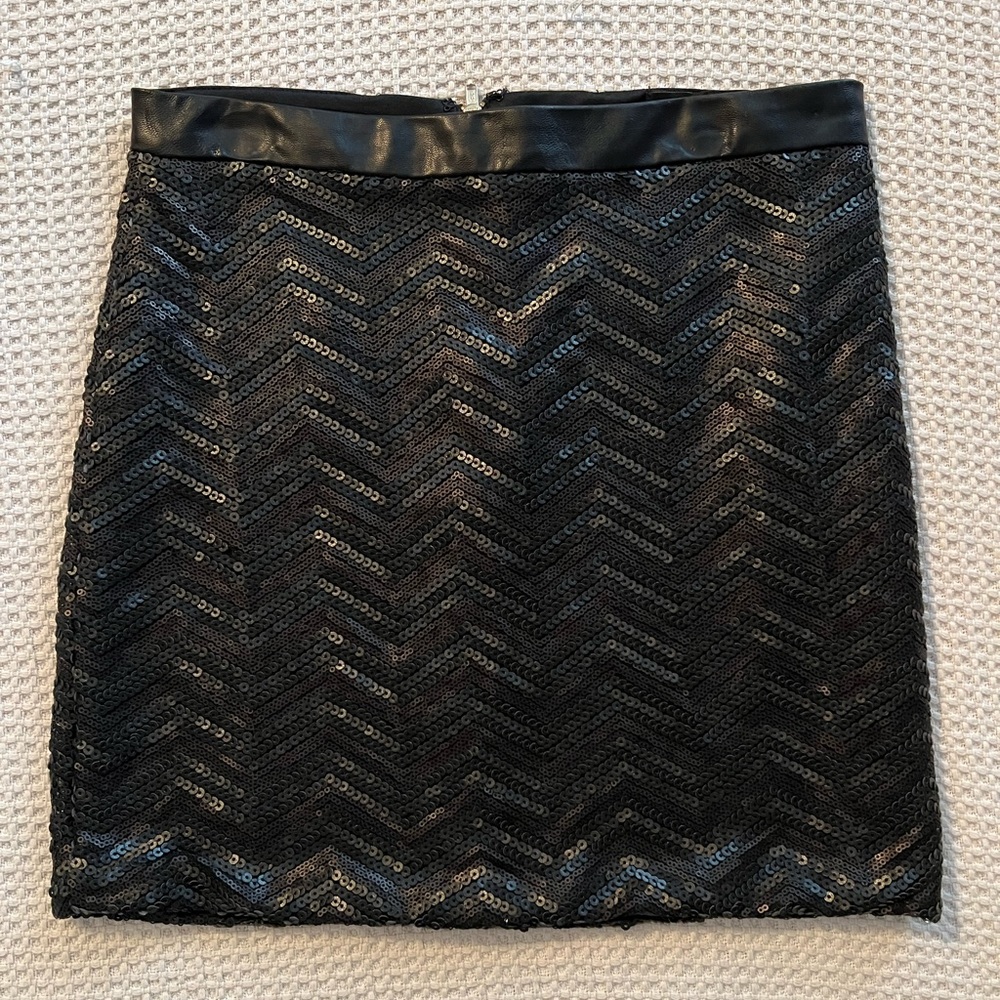 LF x House of Three Black Matte Sequin Mini Skirt, 10